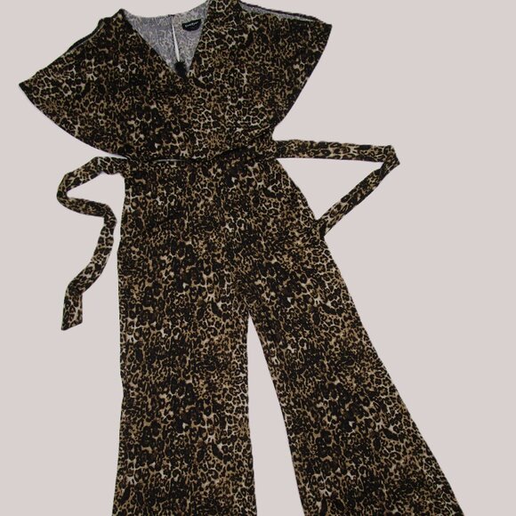 Leopard Big Cat Jumpsuit Stretch Poly Spandex Angel Sleeve - Picture 7 of 11